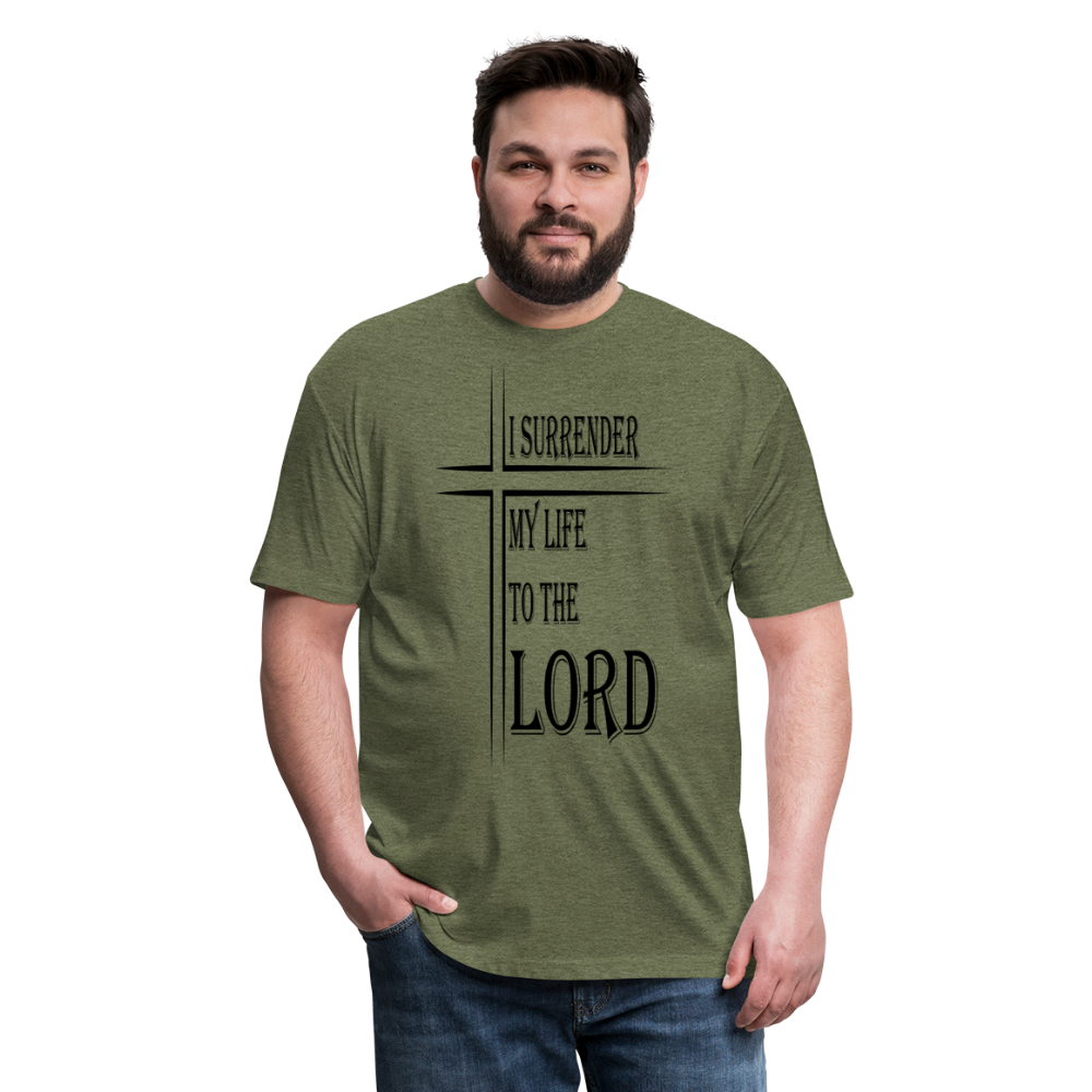 Surrender to the Lord Black Lettering - heather military green