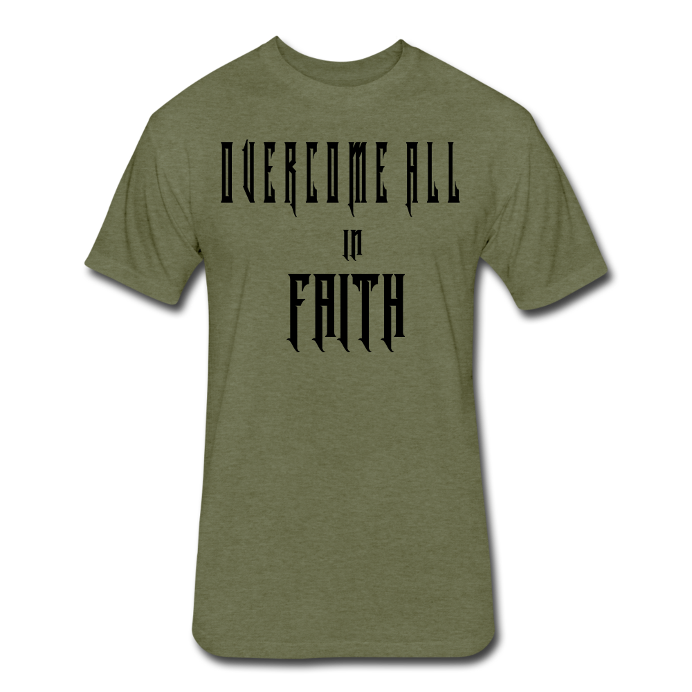 Overcome All - Black Lettering - heather military green