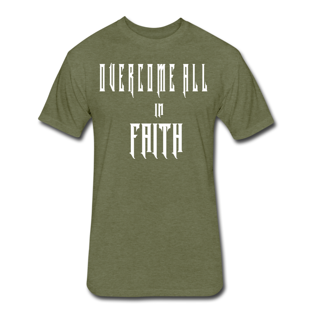 Overcome All - White Lettering - heather military green