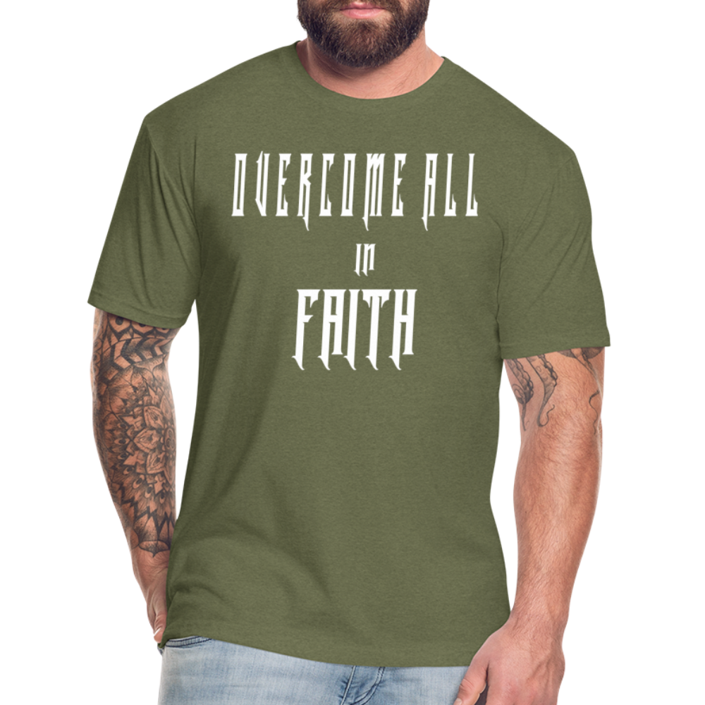 Overcome All - White Lettering - heather military green